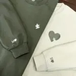 Custom Embroidered Heart & Puzzle Sweatshirt – Initial on Sleeve | Matching Couples Gift