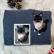 Cat Memorial Hoodies Custom - Pet Portrait Embroidery from Photo - Cat Memory Tribute Gift - Image 8