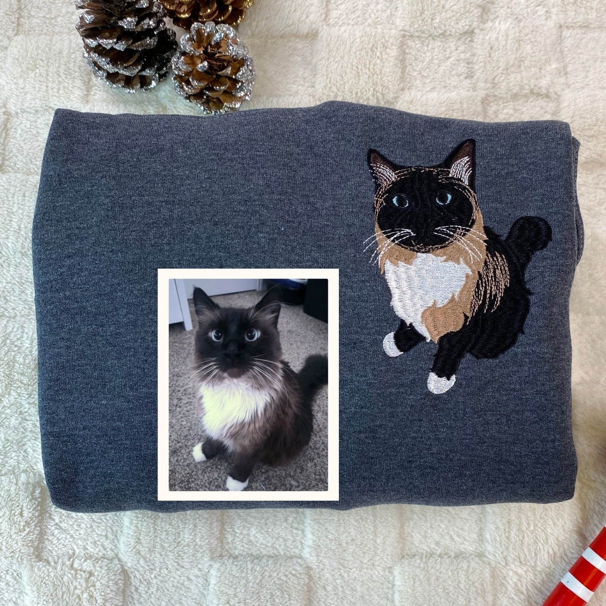 Cat Memorial Hoodies Custom - Pet Portrait Embroidery from Photo - Cat Memory Tribute Gift - Image 8