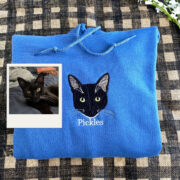 Cat Memorial Hoodies Custom - Pet Portrait Embroidery from Photo - Cat Memory Tribute Gift - Image 4