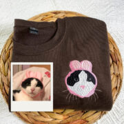Cat Memorial Hoodies Custom - Pet Portrait Embroidery from Photo - Cat Memory Tribute Gift - Image 6