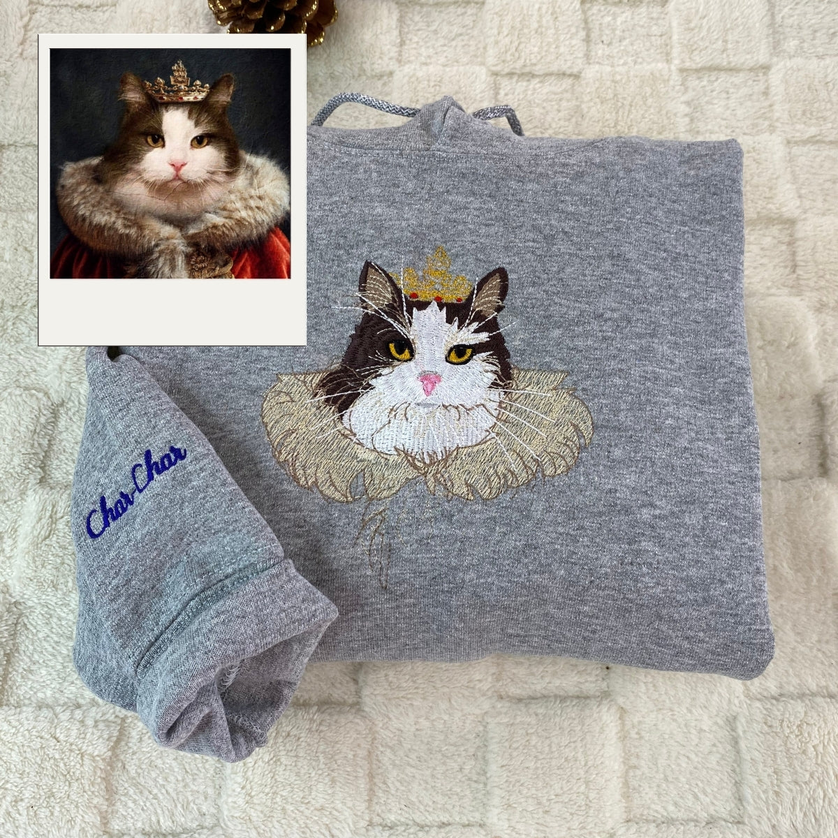 Cat Memorial Hoodies Custom - Pet Portrait Embroidery from Photo - Cat Memory Tribute Gift - Image 7