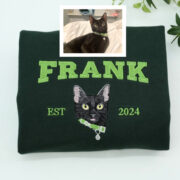 Cat Portrait Custom Hoodies - Pet Face Varsity Embroidered Sweatshirts - Personalized Cat Parent Gift