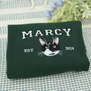 Cat Portrait Custom Hoodies - Pet Face Varsity Embroidered Sweatshirts - Personalized Cat Parent Gift - Image 2