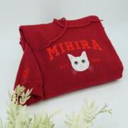 Cat Portrait Custom Hoodies - Pet Face Varsity Embroidered Sweatshirts - Personalized Cat Parent Gift - Image 3