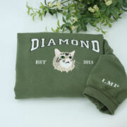 Cat Portrait Custom Hoodies - Pet Face Varsity Embroidered Sweatshirts - Personalized Cat Parent Gift - Image 5