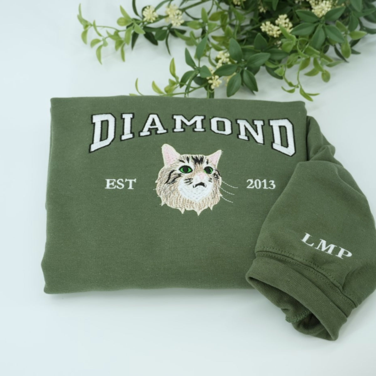 Cat Portrait Custom Hoodies - Pet Face Varsity Embroidered Sweatshirts - Personalized Cat Parent Gift - Image 5