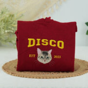 Cat Portrait Custom Hoodies - Pet Face Varsity Embroidered Sweatshirts - Personalized Cat Parent Gift - Image 6