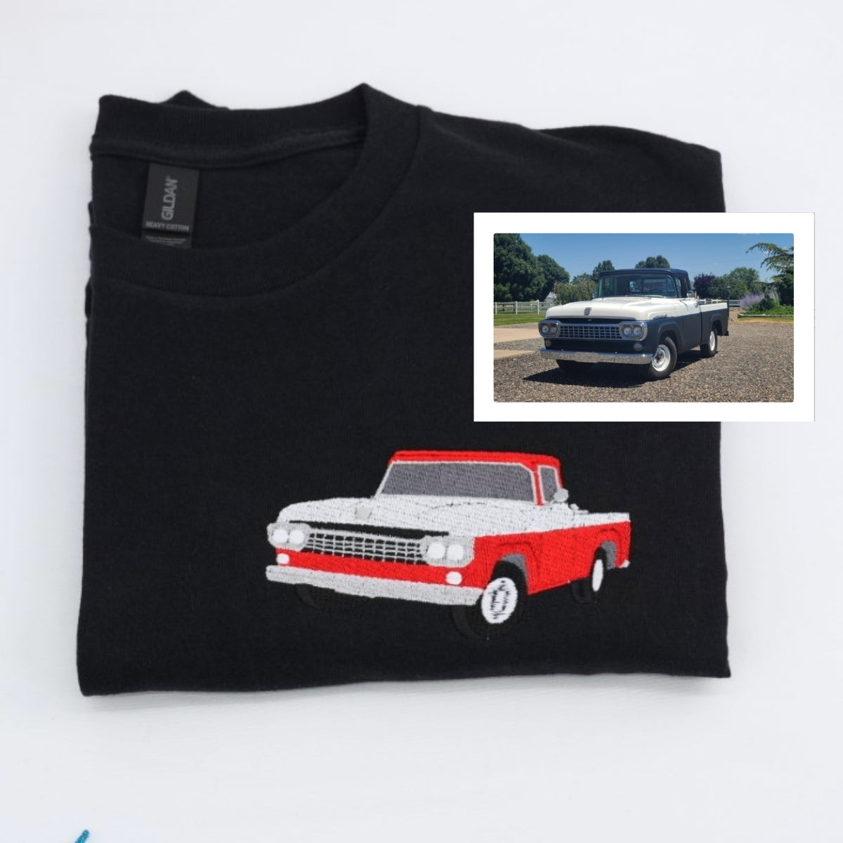 Classic Truck Custom T-Shirts - Vintage Auto Embroidered Apparel - Perfect Classic Car Gift - Image 1