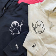 Custom Embroidered Duck and Penguin with Knife Matching Hoodies for Couples - Image 4