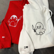 Custom Embroidered Duck and Penguin with Knife Matching Hoodies for Couples - Image 6