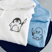 Custom Embroidered Duck and Penguin with Knife Matching Hoodies for Couples - Image 2