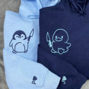 Custom Embroidered Duck and Penguin with Knife Matching Hoodies for Couples - Image 5