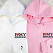 Custom Embroidered I Love My Boyfriend/ Girlfriend Matching Hoodies for Couples - Image 4
