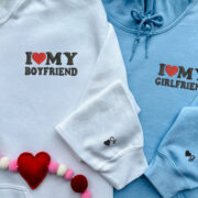 Custom Embroidered I Love My Boyfriend/ Girlfriend Matching Hoodies for Couples - Image 6