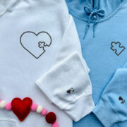 Custom Embroidered You Complete Me Heart Puzzle Matching Hoodies for Couples - Image 8