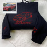Custom Car Line Art Hoodies - Automotive Embroidered Sweatshirts - Perfect Car Enthusiast Gift