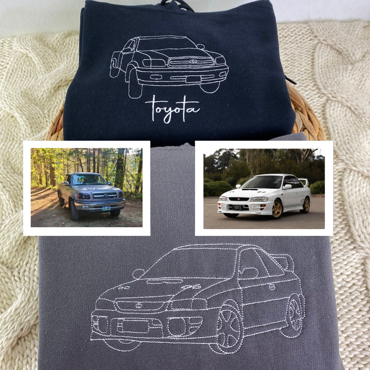 Custom Car Line Art Hoodies - Automotive Embroidered Sweatshirts - Perfect Car Enthusiast Gift - Image 5