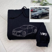 Custom Car Line Art Hoodies - Automotive Embroidered Sweatshirts - Perfect Car Enthusiast Gift - Image 3