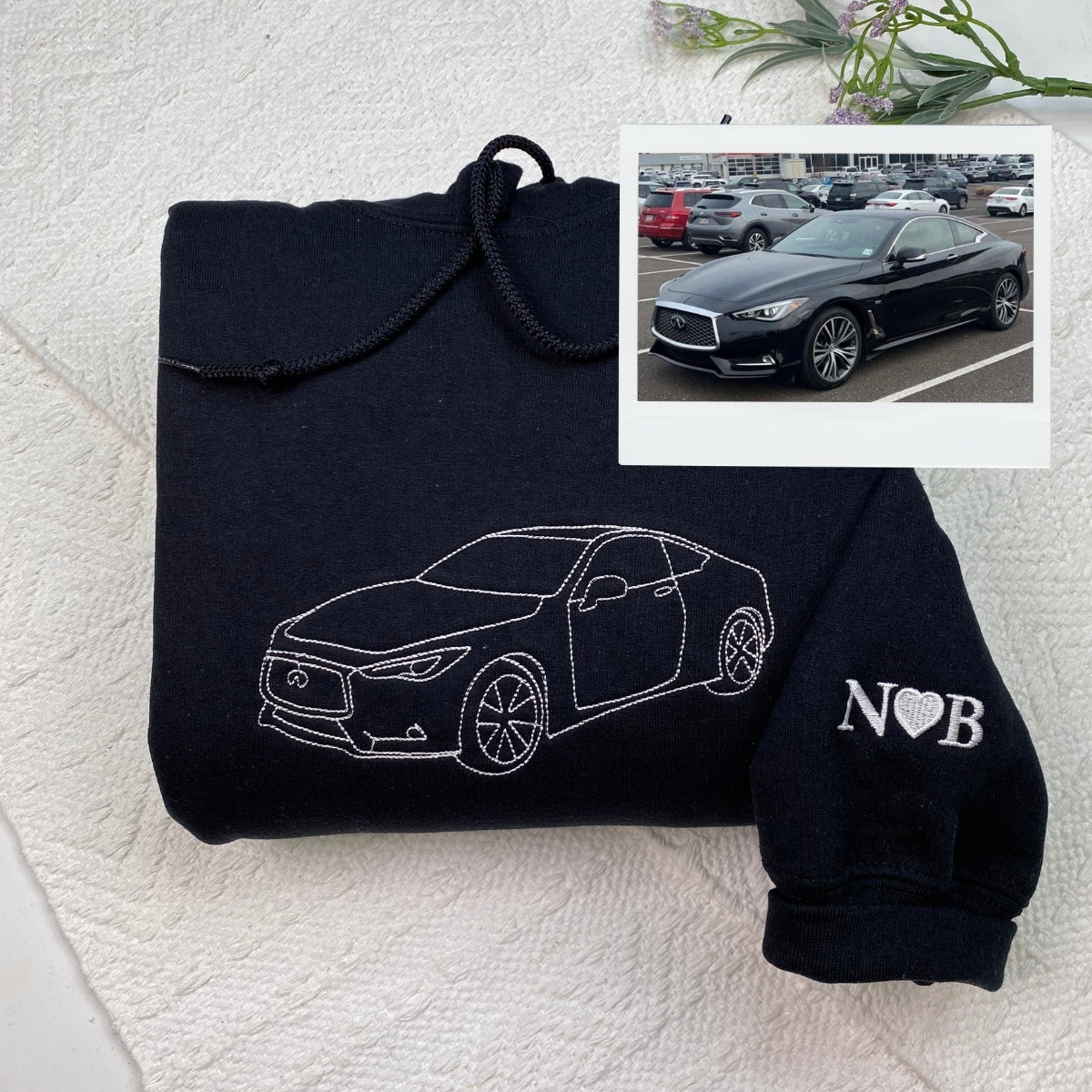 Custom Car Line Art Hoodies - Automotive Embroidered Sweatshirts - Perfect Car Enthusiast Gift - Image 3