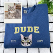 Custom Cat Est Year Hoodies - Personalized Pet Portrait Varsity - Cat Anniversary Commemoration Apparel - Image 5