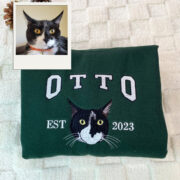 Custom Cat Est Year Hoodies - Personalized Pet Portrait Varsity - Cat Anniversary Commemoration Apparel - Image 6