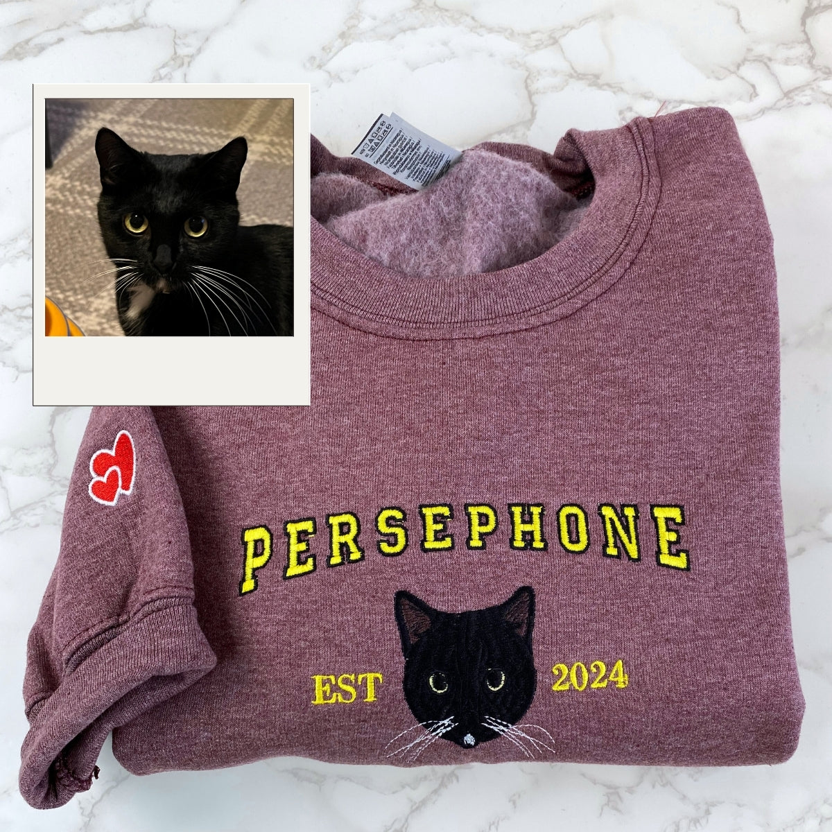 Custom Cat Est Year Hoodies - Personalized Pet Portrait Varsity - Cat Anniversary Commemoration Apparel - Image 7