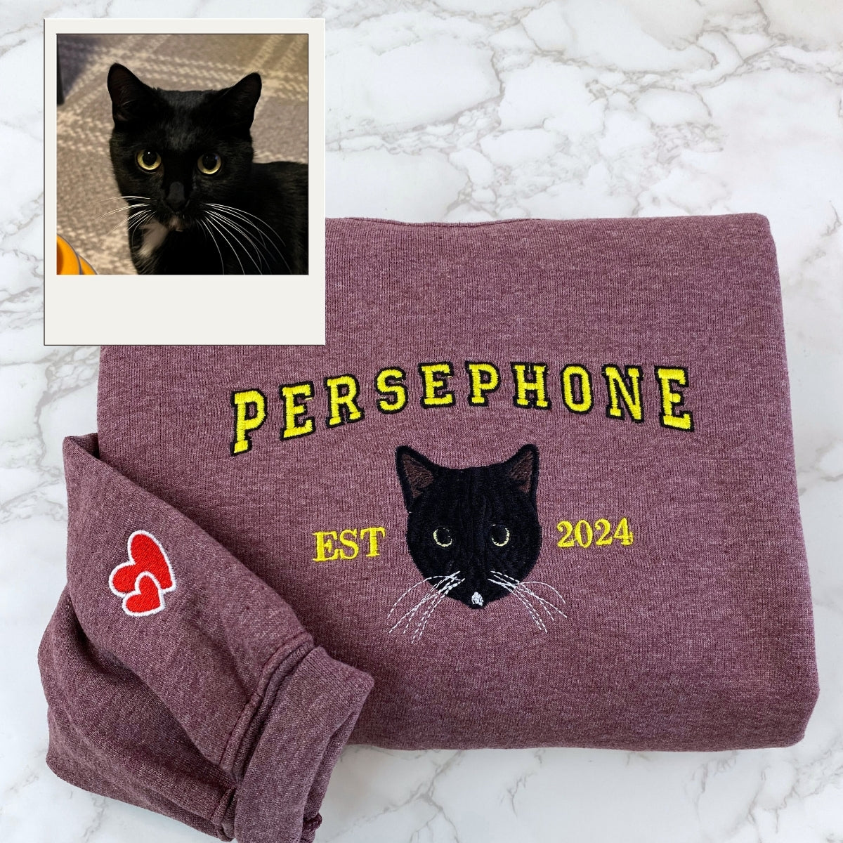 Custom Cat Est Year Hoodies - Personalized Pet Portrait Varsity - Cat Anniversary Commemoration Apparel - Image 8