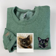 Custom Cat Portrait Hoodies - Personalized Cat Face Embroidery Sweatshirts - Perfect Cat Mom Gift - Image 5