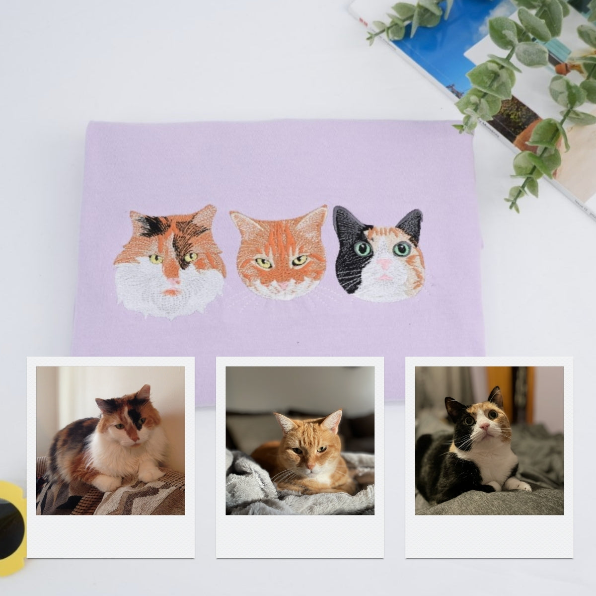 Custom Cat Portrait T-Shirts - Cat Face Embroidered Shirts - Personalized Pet Memorial Gift - Premium Quality Cat Lover Apparel - Image 5