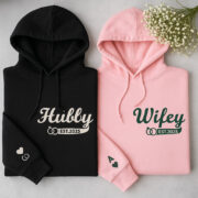 Custom Couple Matching Hubby and Wifey Embroidered Hoodie - Image 2