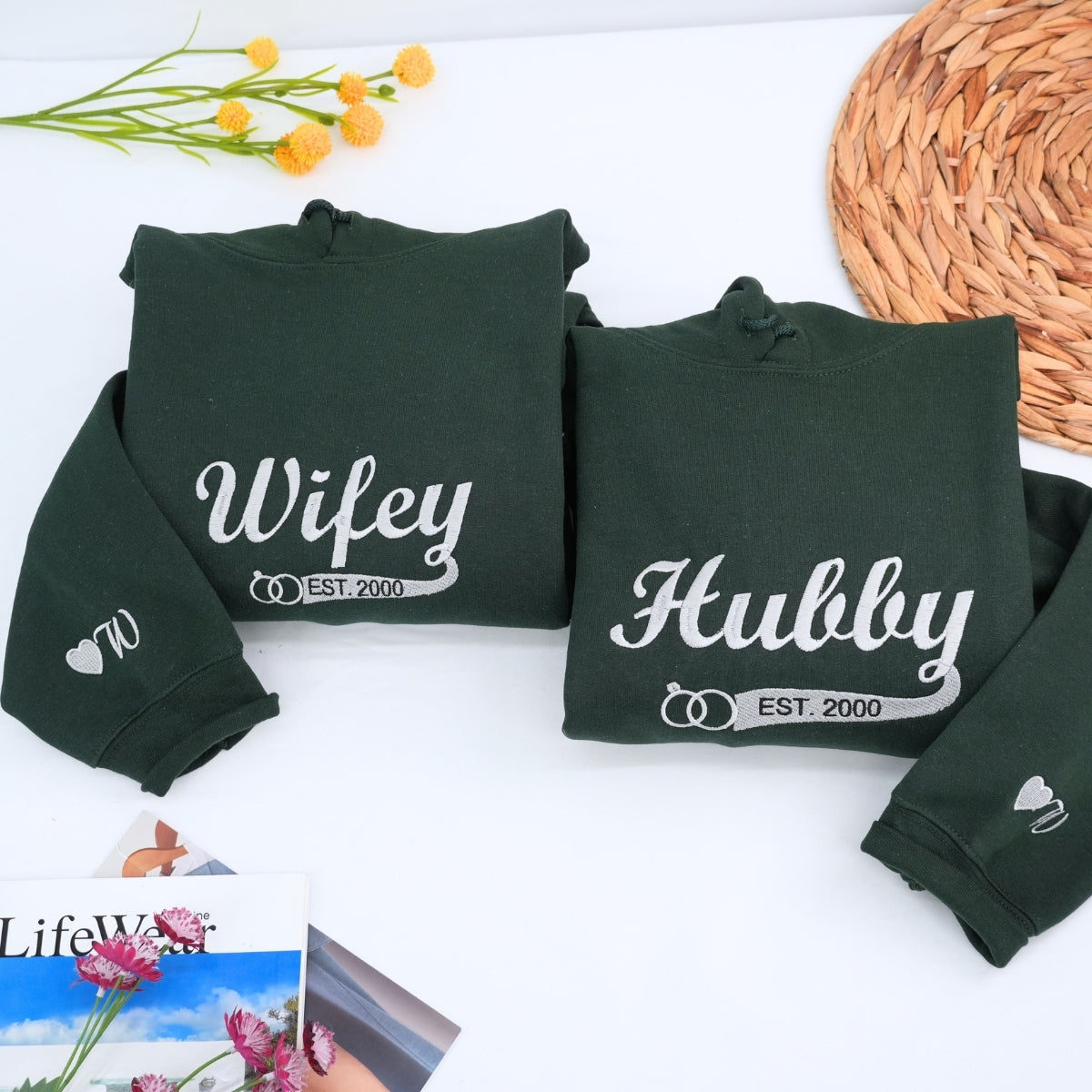 Custom_Couple_Matching_Hubby_and_Wifey_Embroidered_Hoodie_82908a29-e645-47ce-8aea-b347f264aac5.jpg Custom Couple Matching Hubby and Wifey Embroidered Hoodie - Image 1