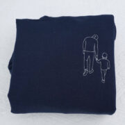 Custom Dad EST Hoodies - New Father Photo Line Art Embroidered Sweatshirts - Father's Day Gift - Image 3