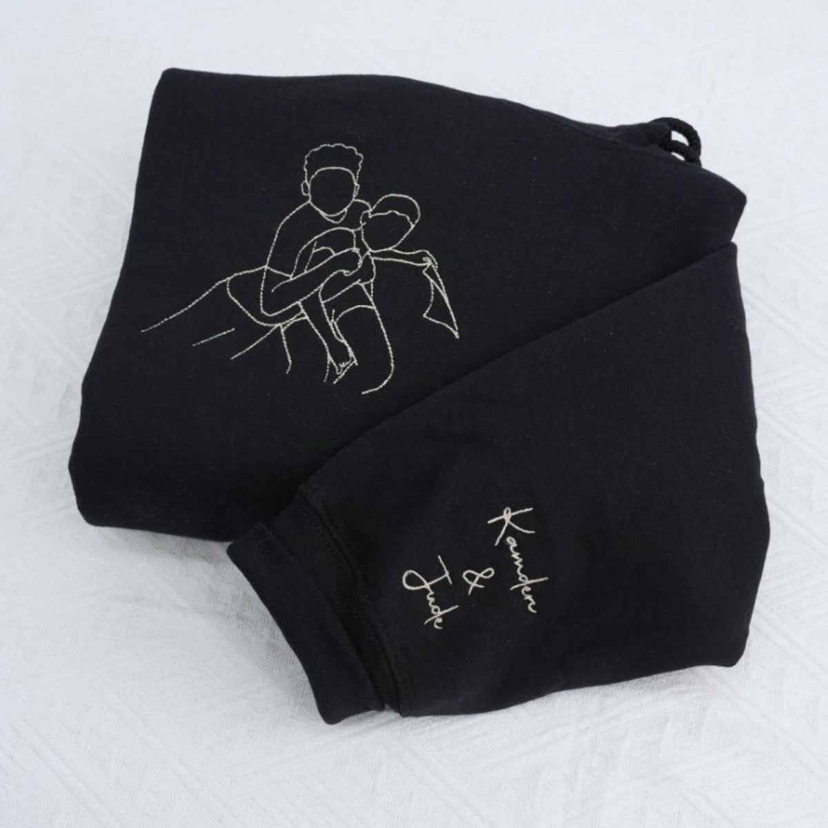 Custom Dad EST Hoodies - New Father Photo Line Art Embroidered Sweatshirts - Father's Day Gift - Image 2