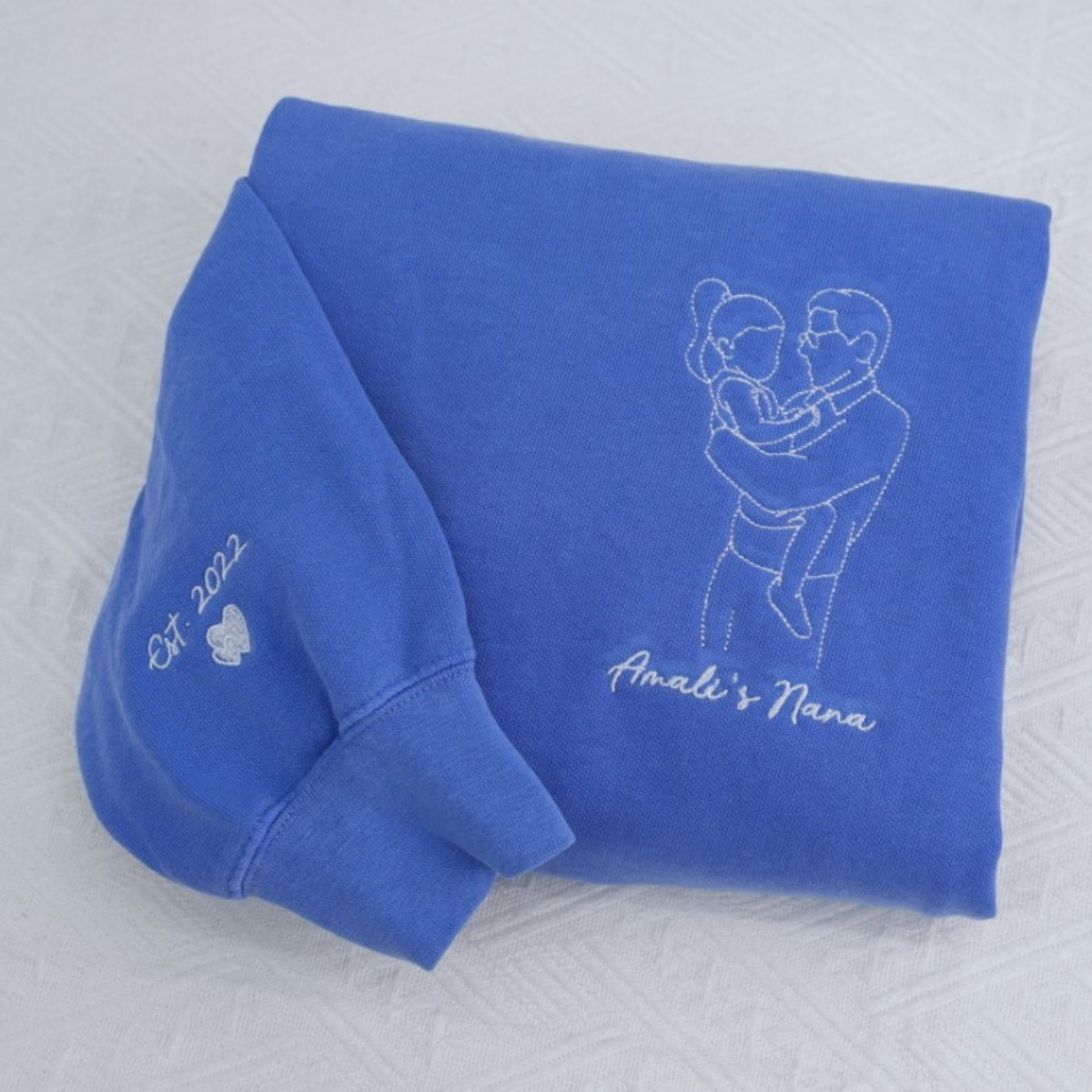 Custom Dad EST Hoodies - New Father Photo Line Art Embroidered Sweatshirts - Father's Day Gift - Image 4