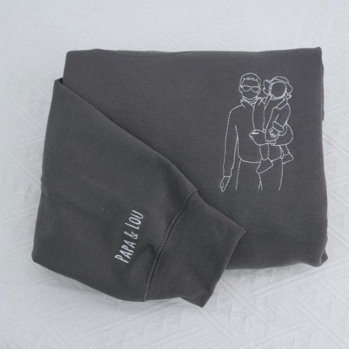 Custom Dad EST Hoodies - New Father Photo Line Art Embroidered Sweatshirts - Father's Day Gift - Image 6