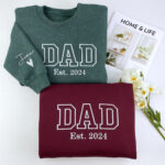 Custom Dad EST Sweatshirt - Varsity Style Embroidered - Perfect New Father Gift