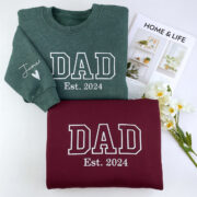 Custom Dad EST Sweatshirt - Varsity Style Embroidered - Perfect New Father Gift