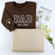 Custom Dad EST Sweatshirt - Varsity Style Embroidered - Perfect New Father Gift - Image 2