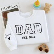 Custom Dad EST Sweatshirt - Varsity Style Embroidered - Perfect New Father Gift - Image 3