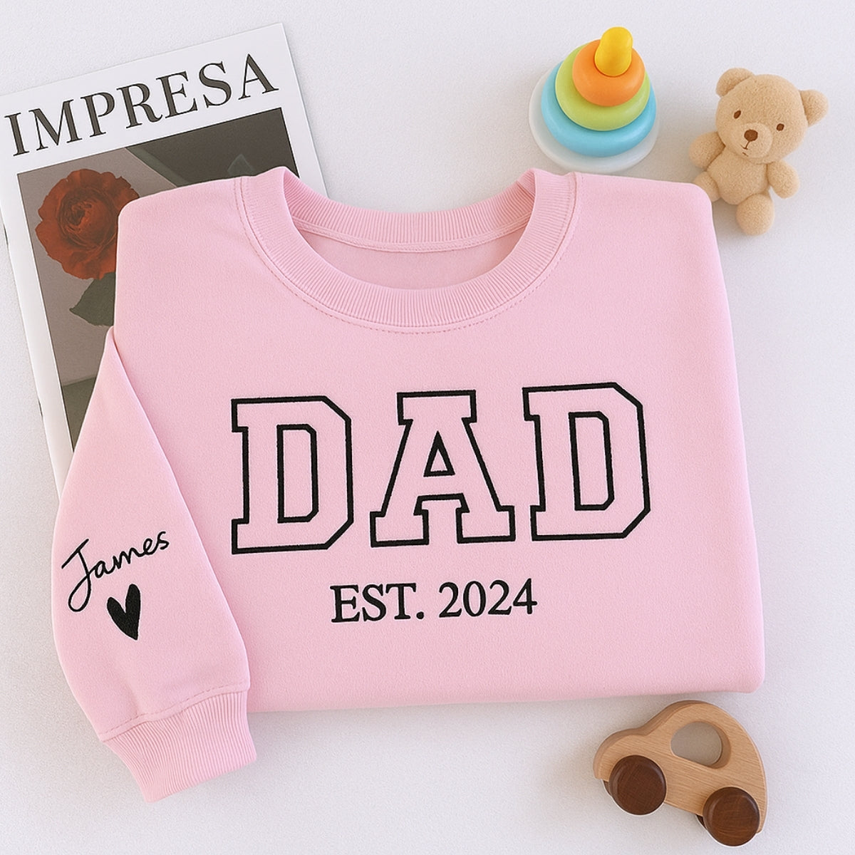 Custom Dad EST Sweatshirt - Varsity Style Embroidered - Perfect New Father Gift - Image 5