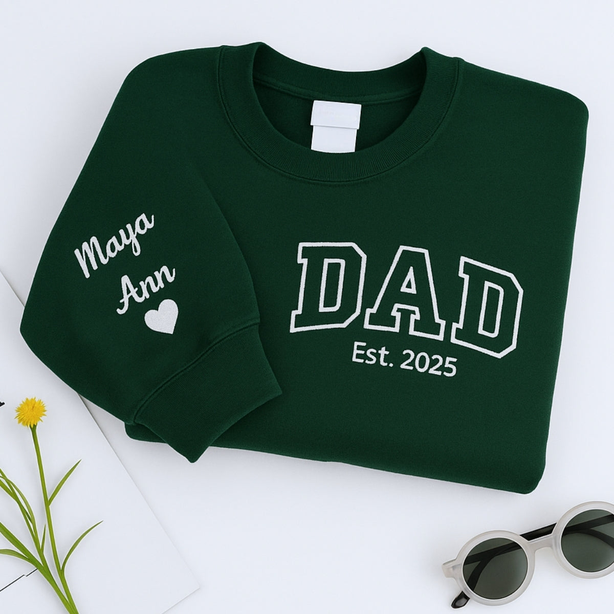 Custom Dad EST Sweatshirt - Varsity Style Embroidered - Perfect New Father Gift - Image 6