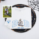 Custom Dad Portrait T-Shirts - Father Son Embroidered Varsity Apparel - Perfect Father's Day Gift