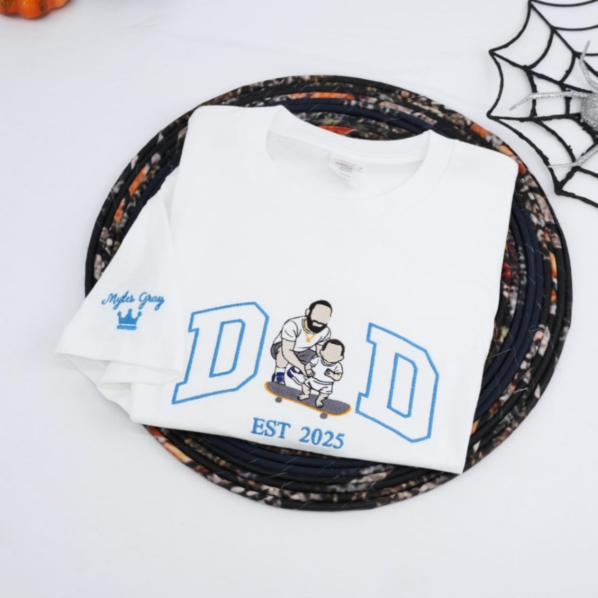 Custom Dad Portrait T-Shirts - Father Son Embroidered Varsity Apparel - Perfect Father's Day Gift - Image 4