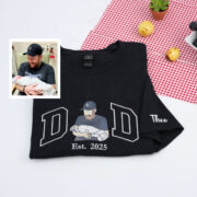 Custom Dad Portrait T-Shirts - Father Son Embroidered Varsity Apparel - Perfect Father's Day Gift - Image 5