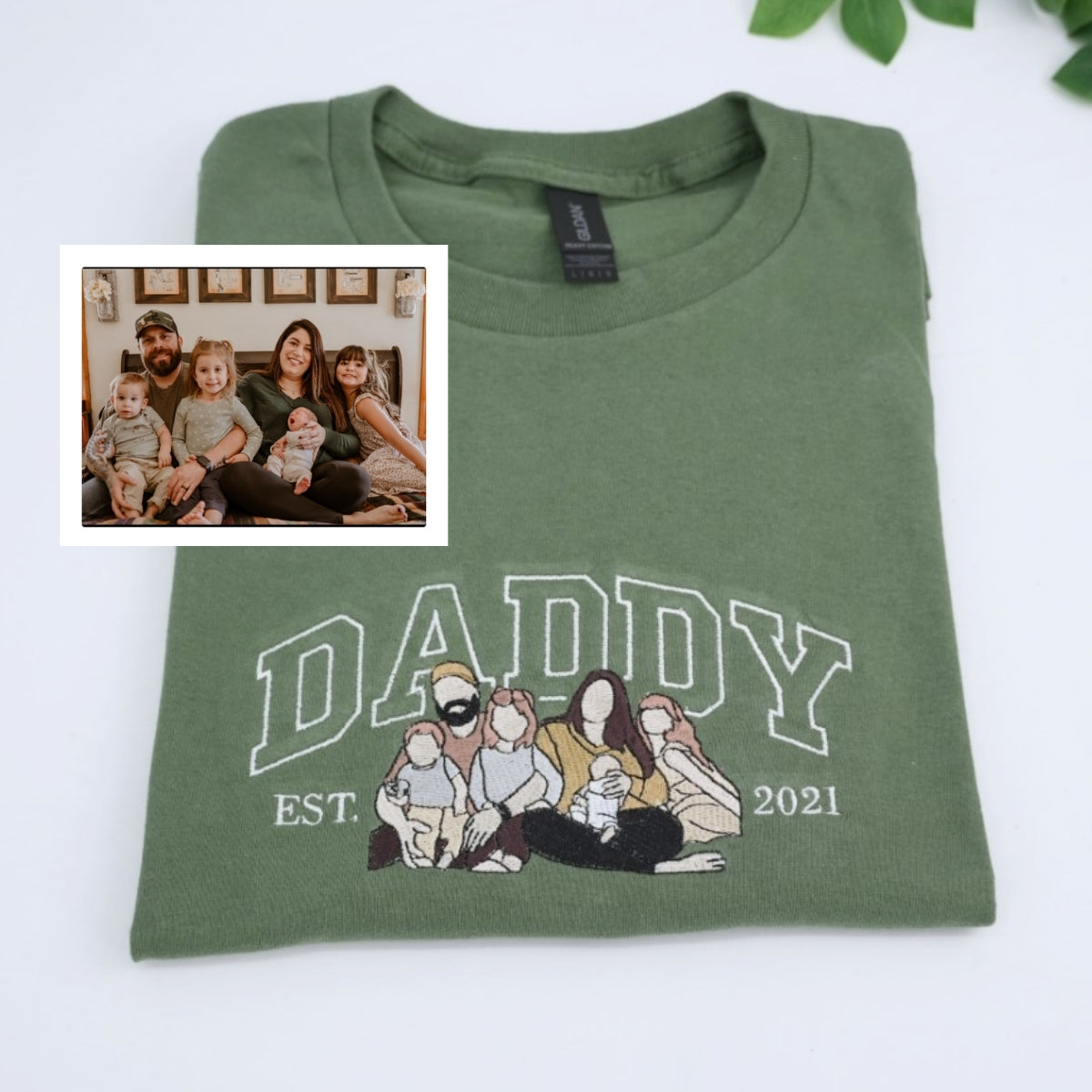 Custom Dad Portrait T-Shirts - Father Son Embroidered Varsity Apparel - Perfect Father's Day Gift - Image 6