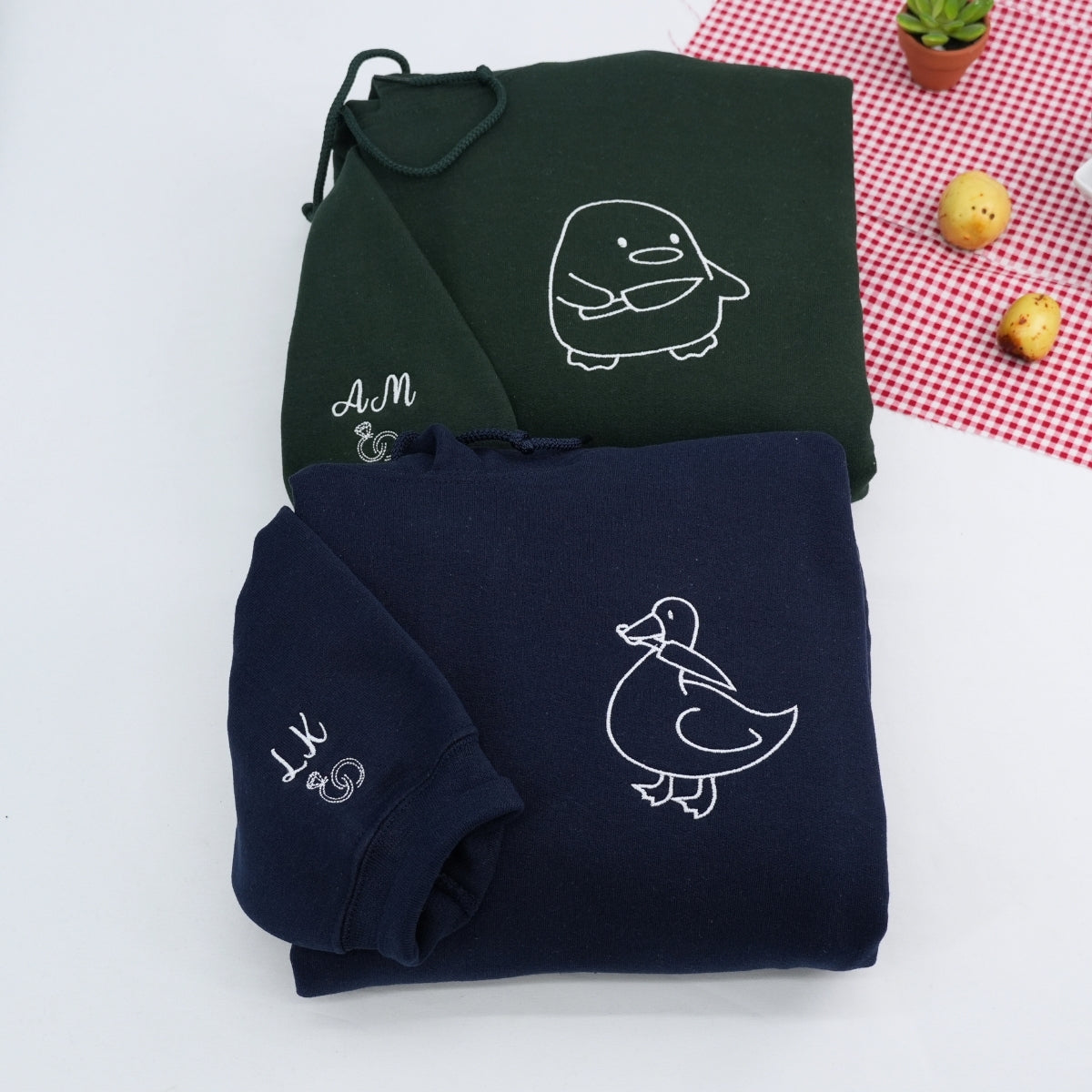 Custom Embroidered Duck Duck Goose Matching Hoodies for Couples - Image 3