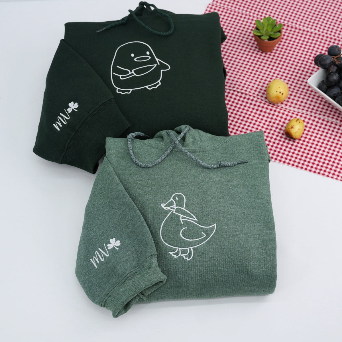 Custom Embroidered Duck Duck Goose Matching Hoodies for Couples - Image 1
