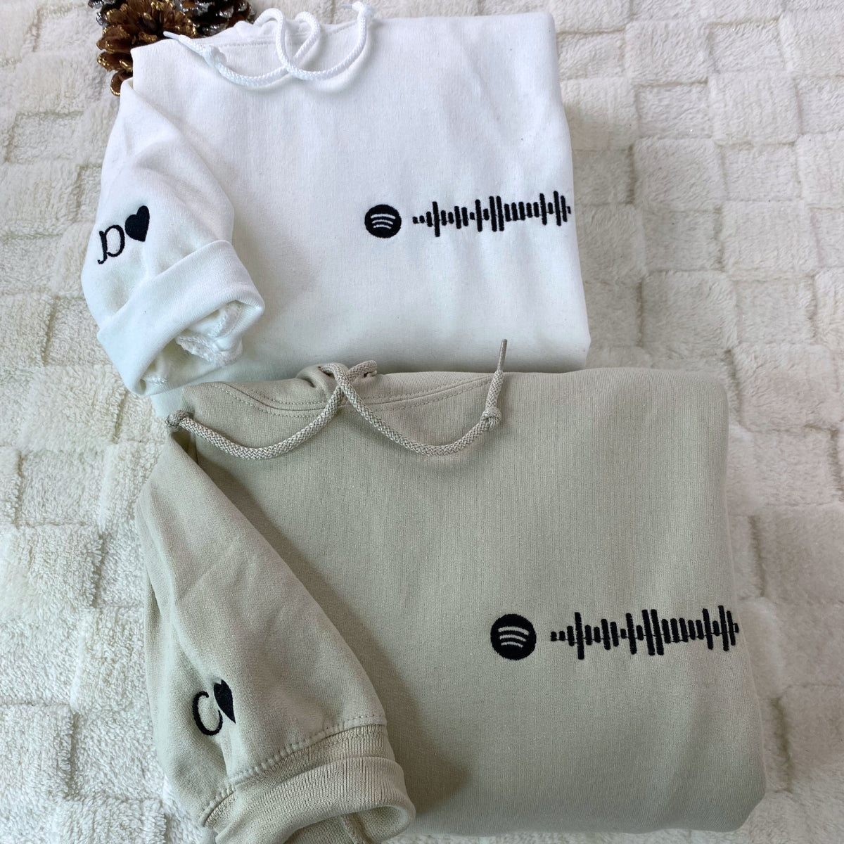 Custom_Embroidered_Spotify_Code_Matching_Hoodies_for_Couples.jpg Custom Embroidered Spotify Code Matching Hoodies for Couples - Image 1