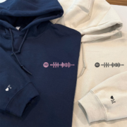 Custom Embroidered Spotify Code Matching Hoodies for Couples - Image 3